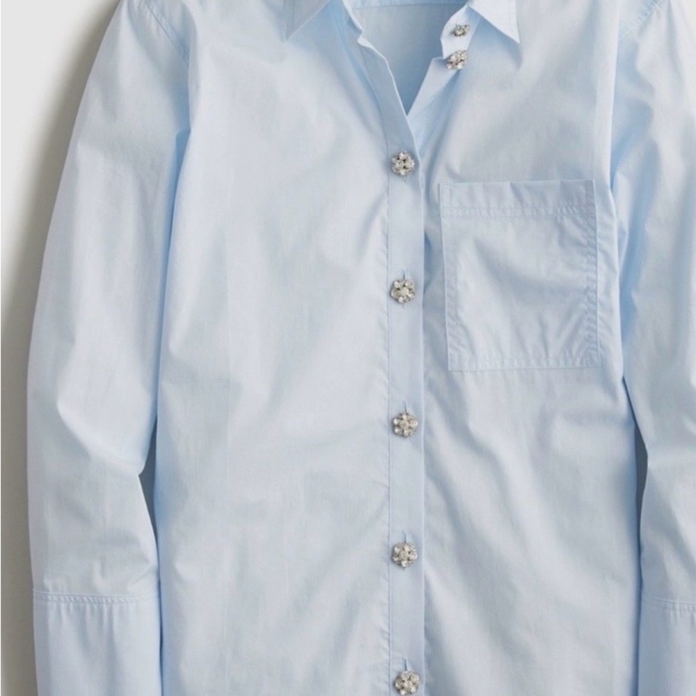 J. Crew Sky Blue Button Down Shirt with Floral Accents